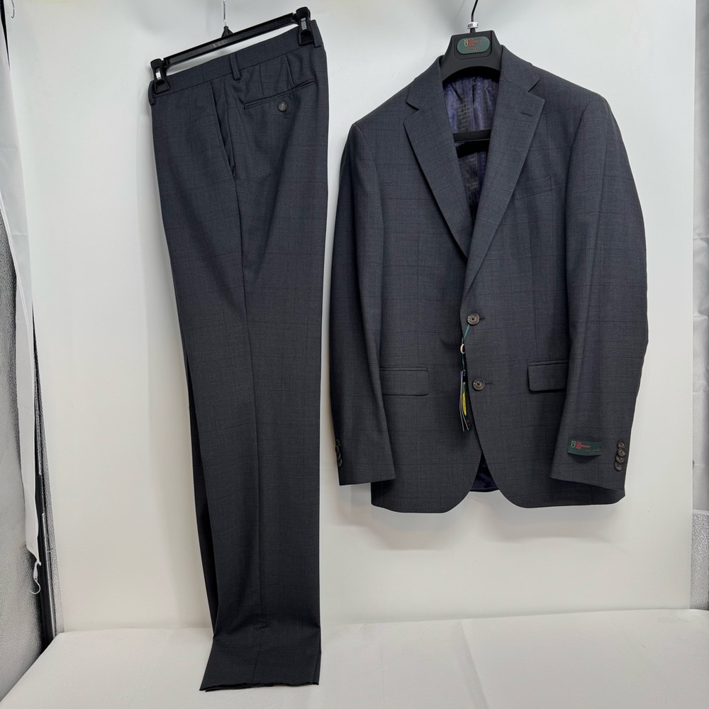 Ted Baker London No Ordinary Joe Jake CT 100% Wool Suit Gray 40REG 34W Plaid NEW